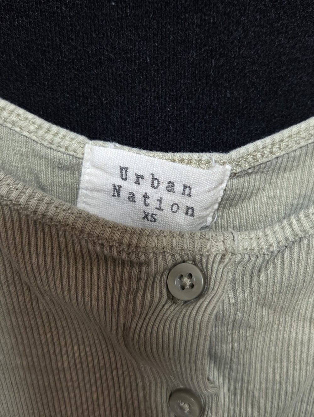 Urban Nation Extra Small Sage Green Ribbed Button-Front Tank Top - Picture 2 of 6